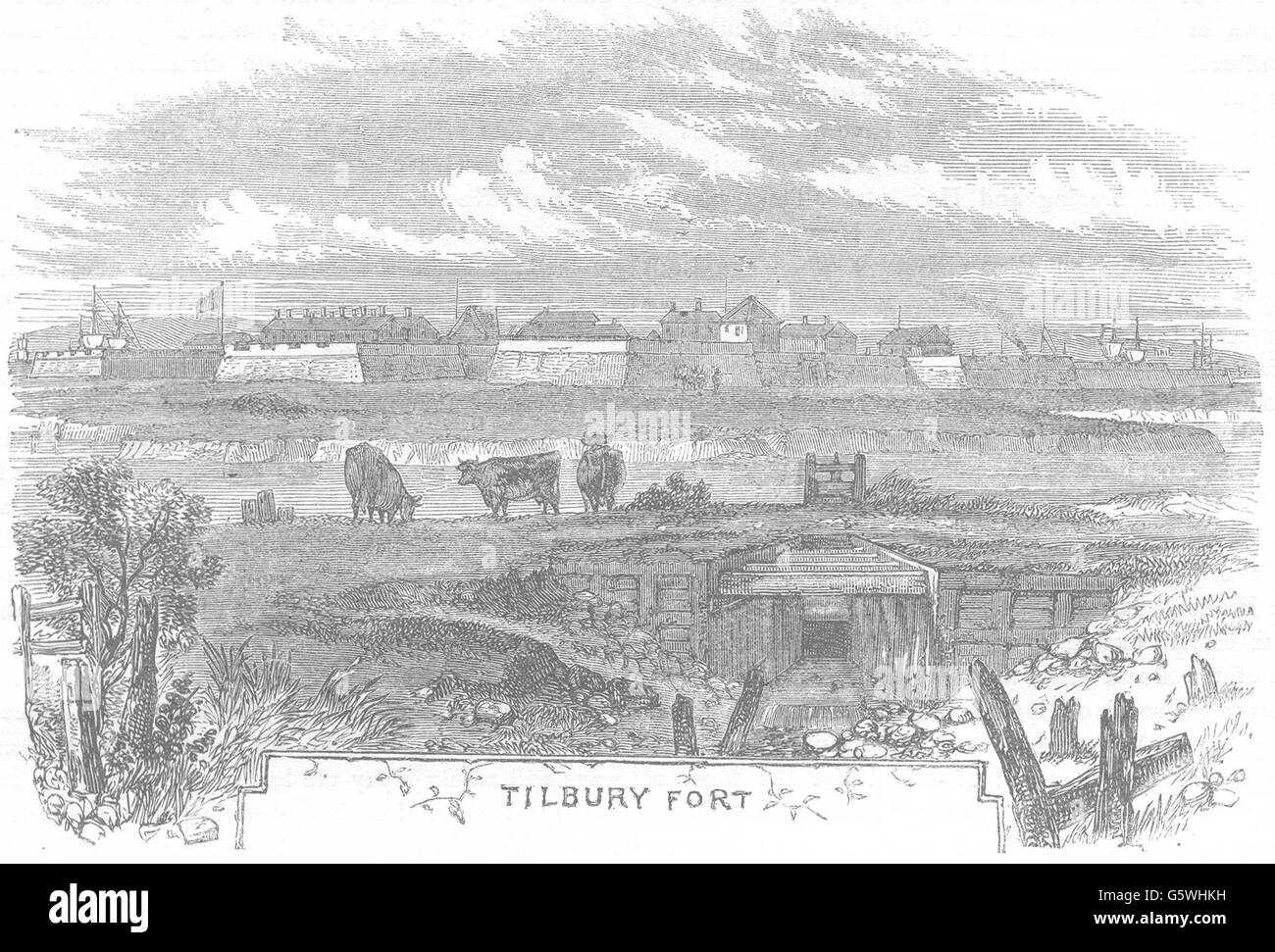 ESSEX: Tilbury Fort, antiken Druck 1850 Stockfoto