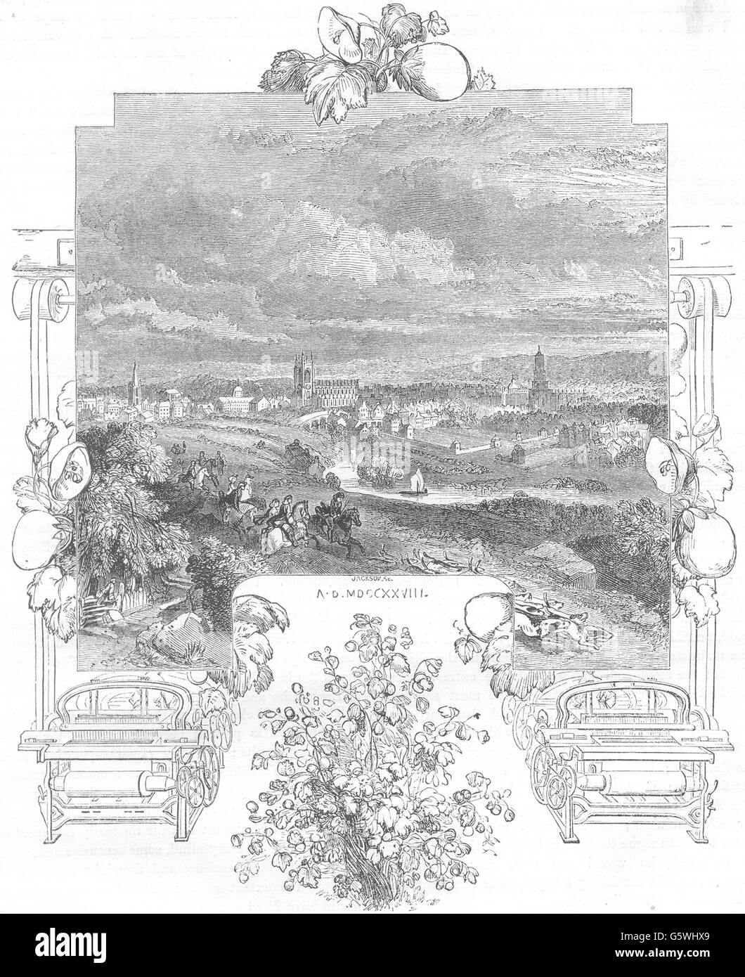 MANCHESTER: Manchester, antiken Druck 1850 Stockfoto
