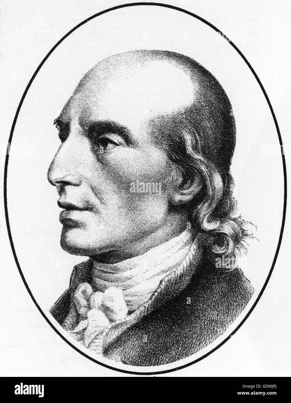 Voss, Johann Heinrich, 20.2.1751 - 28.3.1826, deutscher Autor/Autorin, Porträt, nach dem Gemälde von Johann Heinrich Wilhelm Tischbein (1751-1829), Lithographie von W. Unger, 1826, aus dem 19. Jahrhundert, Grafik, Dichter, Übersetzer, frontale Kahlheit, Krawatte, Signatur, Signatur, Artist's Urheberrecht nicht geklärt zu werden. Stockfoto