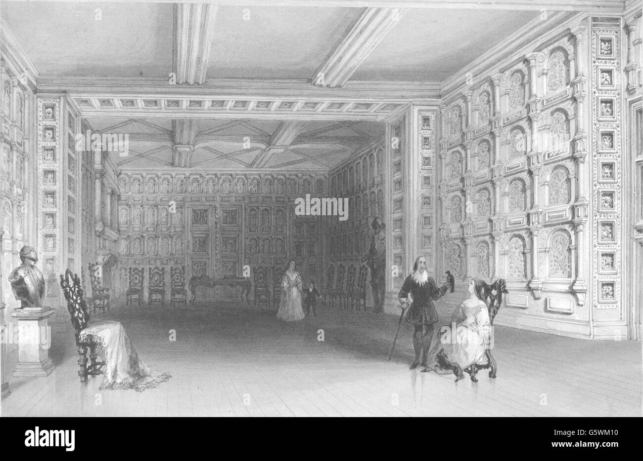 Irland: Einrichtung eines Raumes in Dublin Malahide Castle. (Bartlett), c1840 drucken Stockfoto