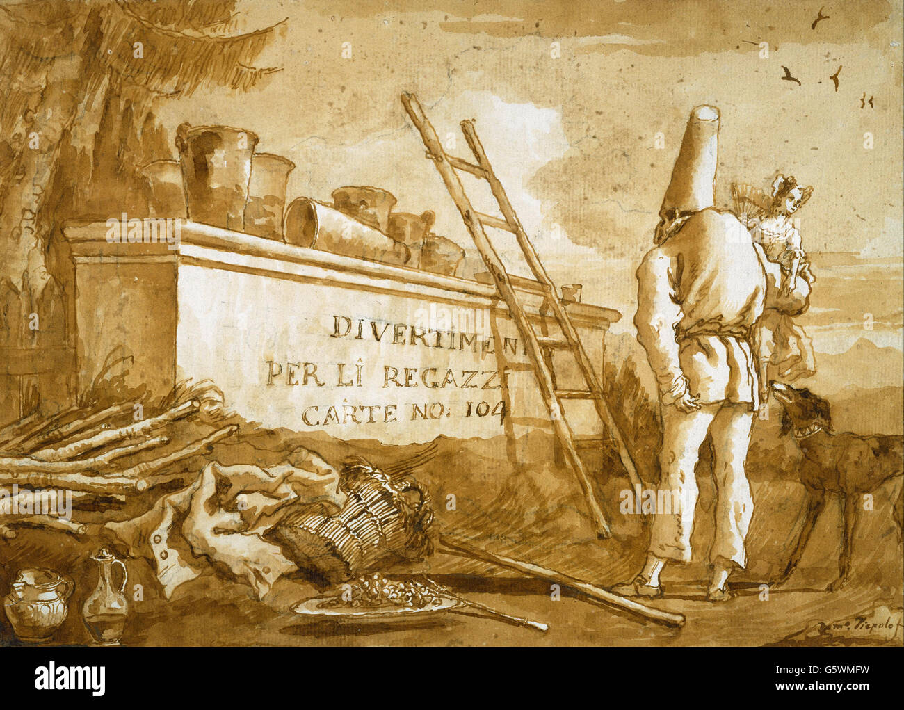 Giovanni Domenico Tiepolo - Titelseite der Hanswurst-Serie- Stockfoto
