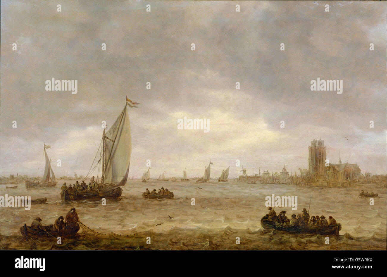 Jan van Goyen - Mündung der Maas (Dordrecht)- Stockfoto