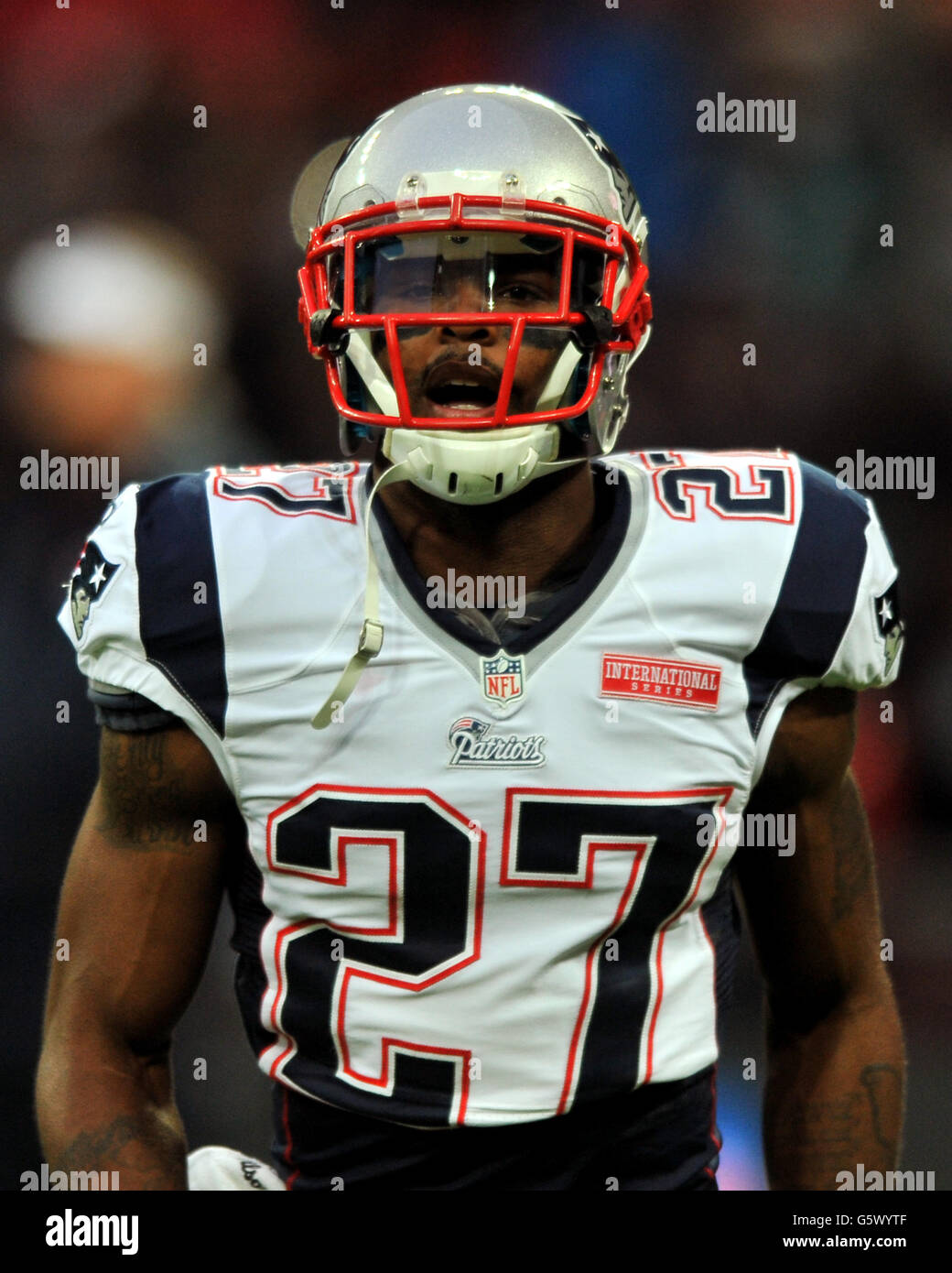 American Football - NFL International Series 2012 - St. Louis Rams gegen New England Patriots - Wembley Stadium. Tavon Wilson, New England Patriots Defensive Back Stockfoto