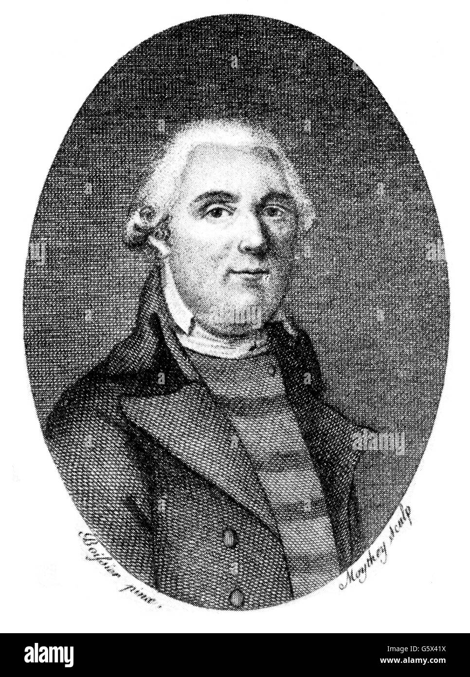 Sacombe, Jean-Francois, ca. 1750 / 1760 - 1822, französischer Arzt/Ärztin und Autorin/Autor, halbe Länge, Kupferstich, aus: "elemens de la Science des Accouchements", Paris 1802, Artist's Urheberrecht nicht gelöscht werden Stockfoto