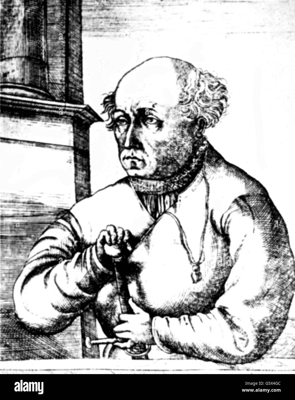 Paracelsus, Philippus, 10.11.1493 - 24.9.1541, Swiss Medic/Arzt und Wissenschaftler, halbe Länge, Kupferstich, 16. Jahrhundert, Artist's Urheberrecht nicht gelöscht werden Stockfoto