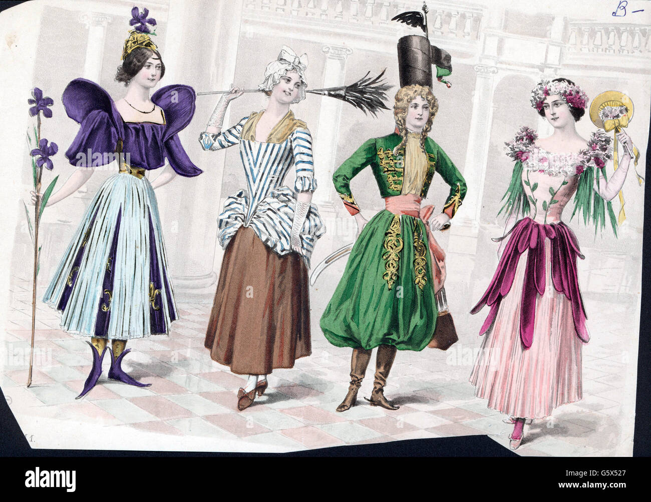 Theater / Theater, Figuren / Kostüme, Allegorien, abigail, Russisch, Holzstich, um 1900, Zusatzrechte-Clearences-nicht vorhanden Stockfoto