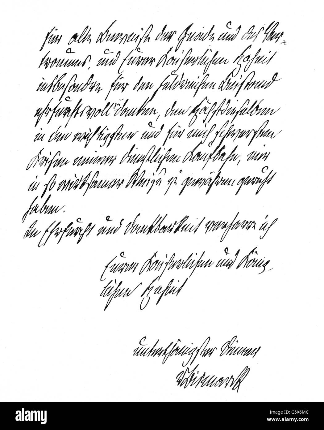 Otto von, 1.4.1815 - 30.7.1898, deutscher Politiker, Kanzler des Deutschen Kaiserreichs 4.5.1871 - 20.3.1890, Manuskript, Brief an den Prinz Friedrich William (Kaiser Friedrich III.), Berlin, 25.1.1883, dritte Seite, Stockfoto