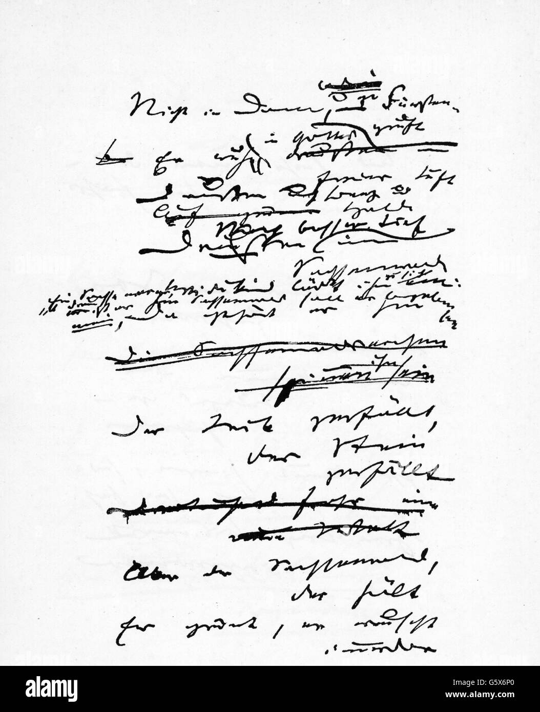 Fontane, Theodor, 30.12.1819 - 20.9.1898, deutscher Autor/Schriftsteller, Werke, Gedicht "Wo der von ihm gelogen werden sollte", erste Konzeption, 31.7.1898, Seite 1, Stockfoto