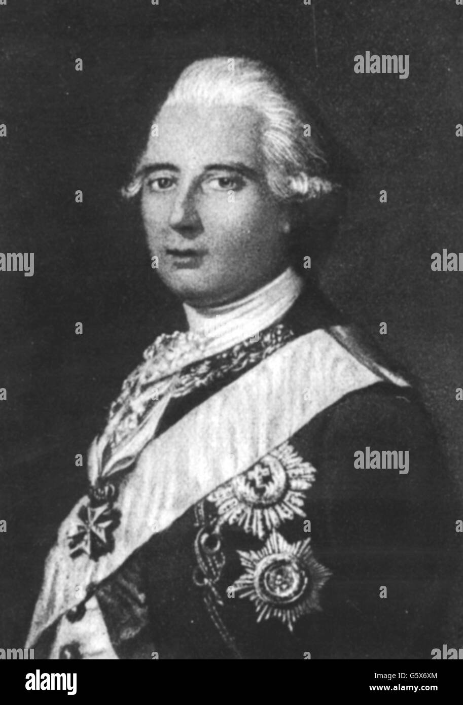 Charles, 19.12.1744 - 17.8.1836., Landgraf von Hessen-kassel, Dänemark, Gouverneur von Norwegen 1764-1768, Gouverneur von Schleswig und Holstein 1768 - 1836, Porträt, nach dem Lackieren, 18. Jahrhundert, Artist's Urheberrecht nicht gelöscht werden Stockfoto