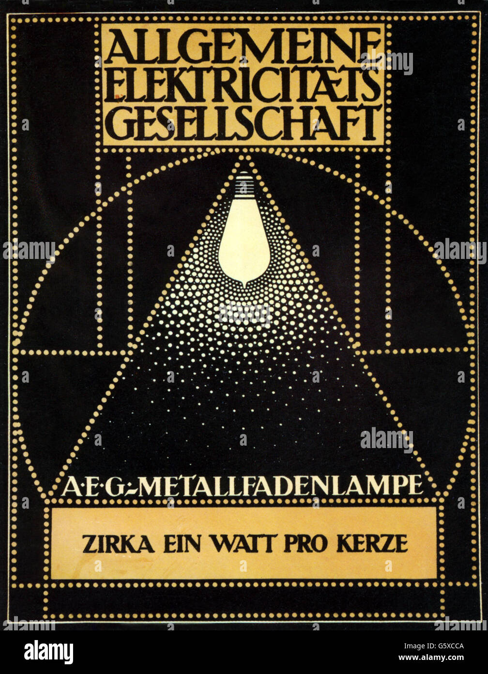 Energie,Strom,Werbung,für die AEG Glühbirne,Design: Peter Behrens(1868 - 1940),Lithographie,Druck: Hollerbaum & Schmidt,Berlin,1907.2.Jahrhundert,Werbung,Bildende Kunst,Kunst,Plakat,Bills,Plakate,Plakate,Plakatkunst,Glühbirne,Glühbirne,Glühbirne,Glühbirne,Glühbirne,elektrische Strom,Licht,Licht,Licht,Lampe,Lampen,Allgemeine Elektrikeine Gesellschaft,Allgemeine Elektrikeine Gesellschaft,Allgemeine Elektrikeine Gesellschaft,Allgemeine Elektrikeine Gesellschaft Stockfoto
