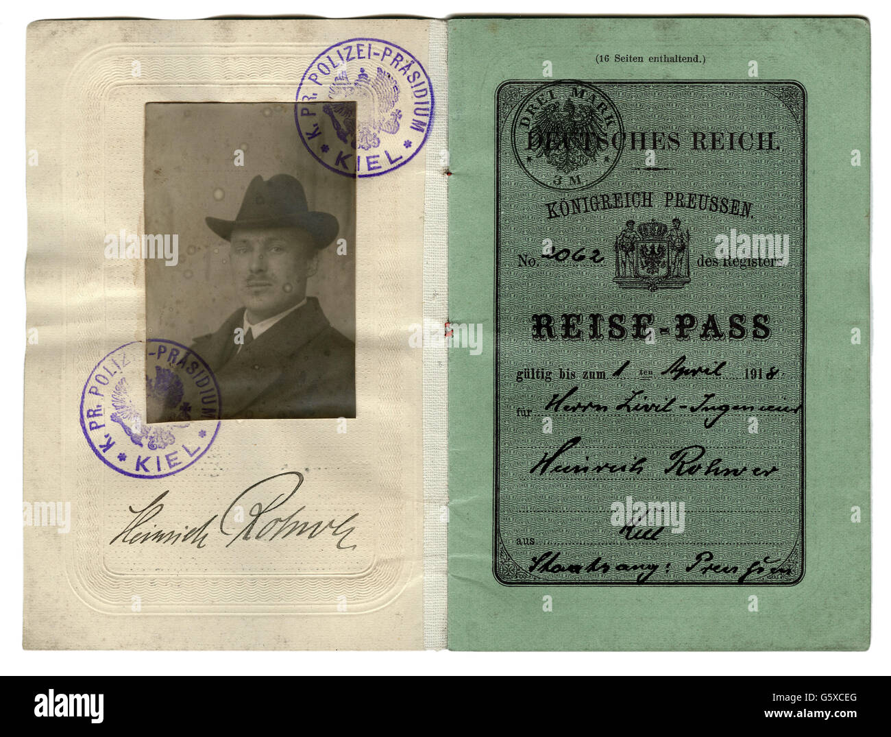 Dokumente, Pass, Reisepass, Deutsches Reich, Königreich Preußen, für ...