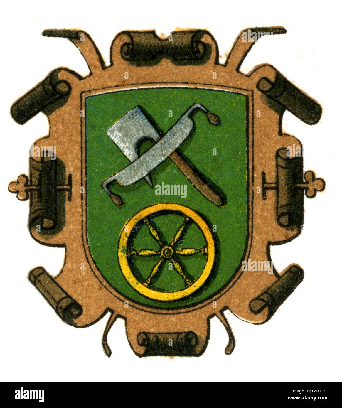 Heraldik, Wappen, Zunftwappen, Deutschland, Karthenkartellmeister, Chromolithograph, 19 ...