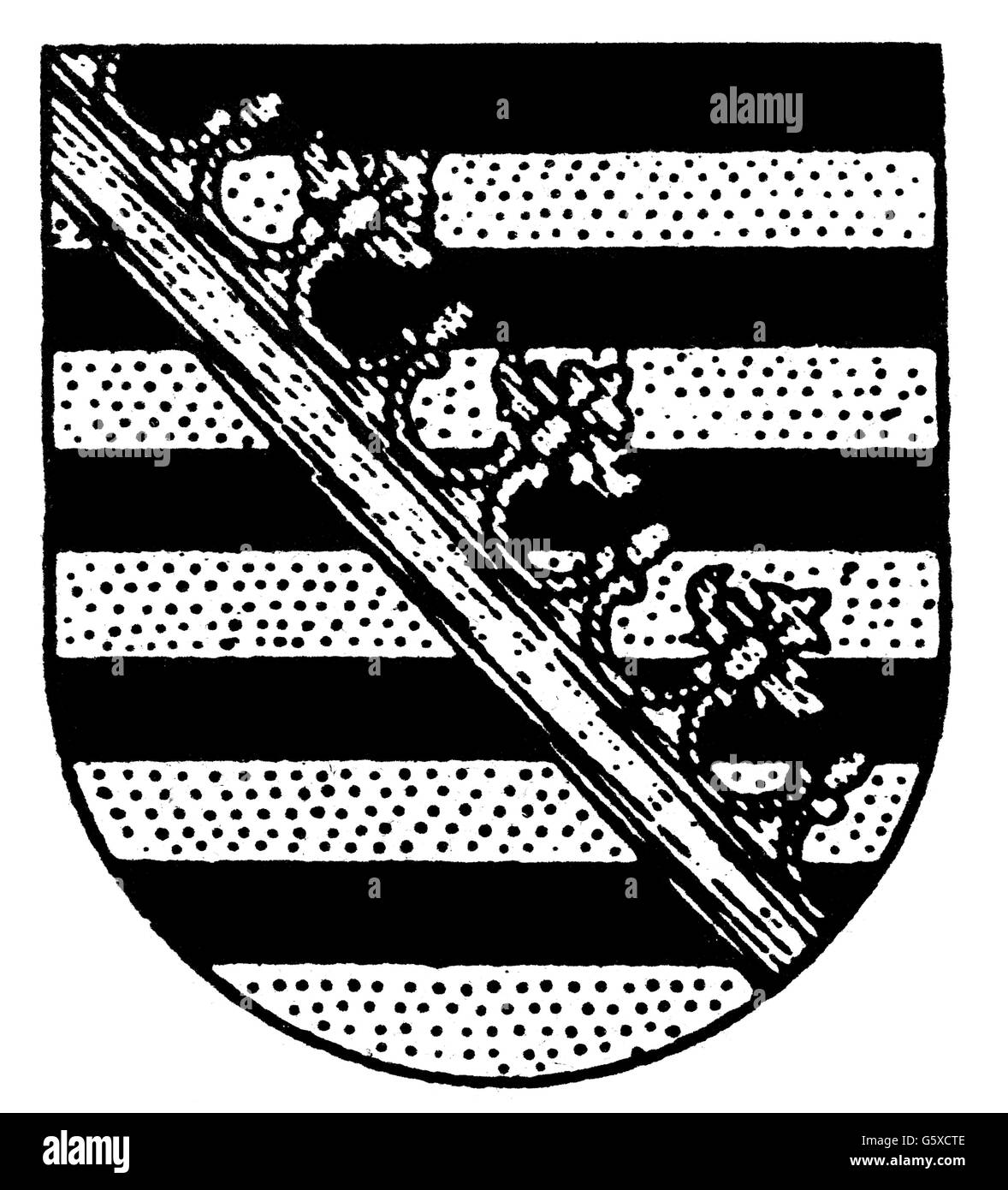 Heraldik, Wappen, Deutschland, Staatswappen des Landes Sachsen, Erlass vom 2.9.1945, Zusatz-Rechte-Clearenzen-nicht vorhanden Stockfoto
