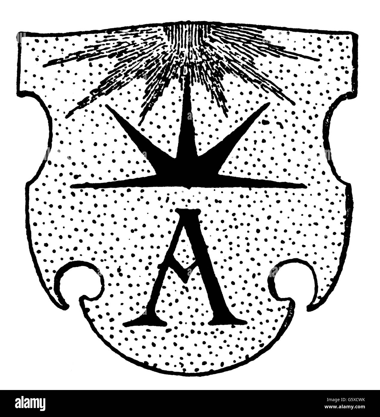 Heraldik, Wappen, Deutschland, Stadtwappen, Bad Arolsen, Holzstich, 1892, Zusatz-Rechte-Clearenzen-nicht vorhanden Stockfoto