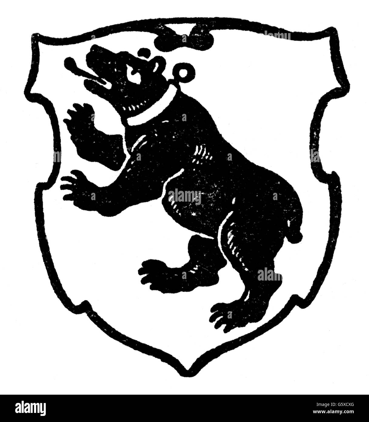 Heraldik, Wappen, Deutschland, Stadtwappen, Berlin, 17. Jahrhundert, Holzstich, Ende 19. Jahrhundert, Adler, Bär, Markgrafschaft Brandenburg, Heiliges Römisches Reich, Mitteleuropa, historisch, historisch, Zusatzrechte-Clearences-nicht vorhanden Stockfoto