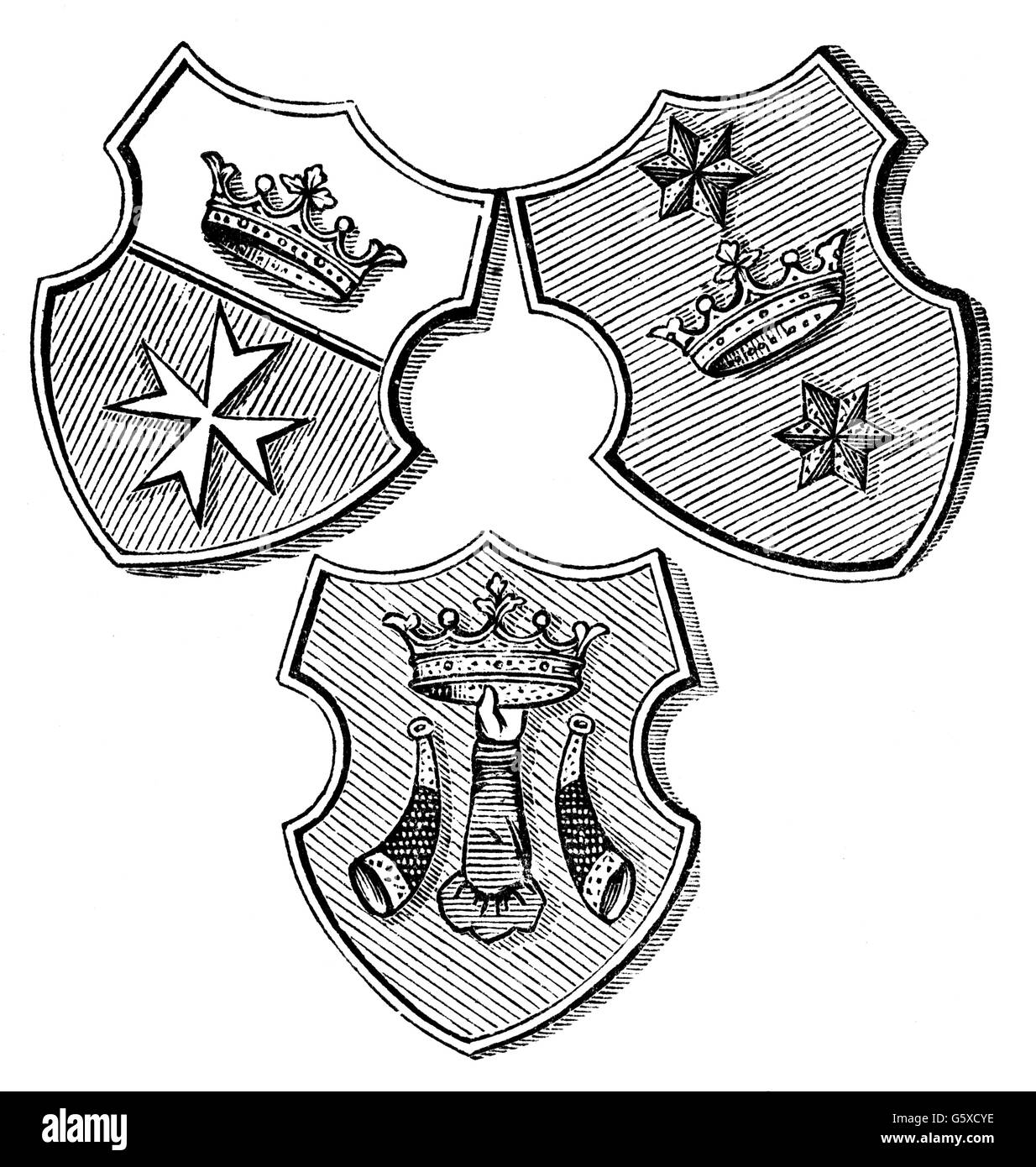 Heraldik, Wappen, Russland, Stadtwappen, Kaliningrad, Holzstich, 1892, Zusatz-Rechte-Clearences-nicht vorhanden Stockfoto