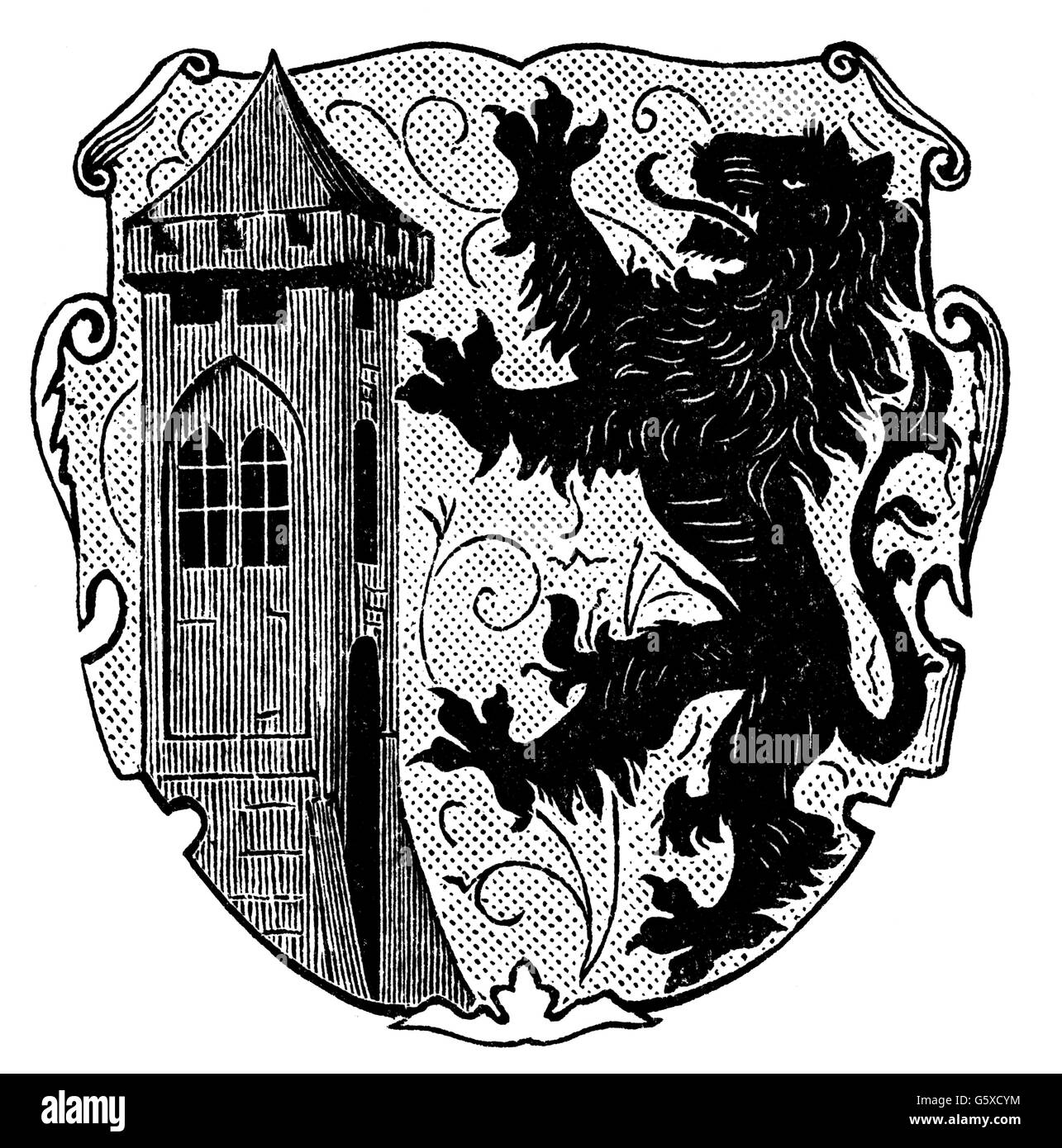 Heraldik, Wappen, Deutschland, Stadtwappen, Meissen, Holzstich, 1893, Zusatz-Rechte-Clearences-nicht vorhanden Stockfoto