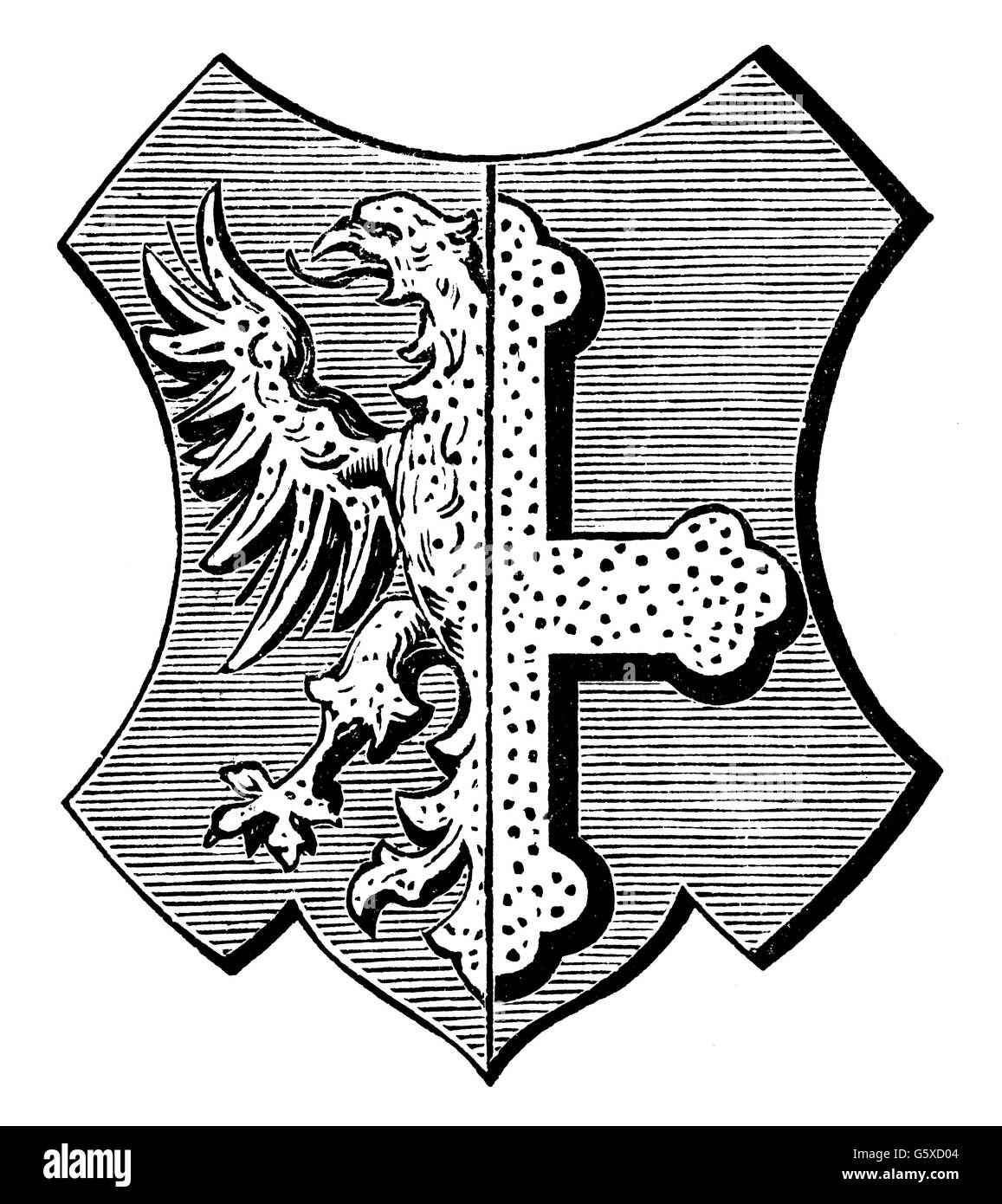 Heraldik, Wappen, Polen, Stadtwappen, Opole, Holzstich, 1893, Zusatz-Rechte-Clearences-nicht vorhanden Stockfoto