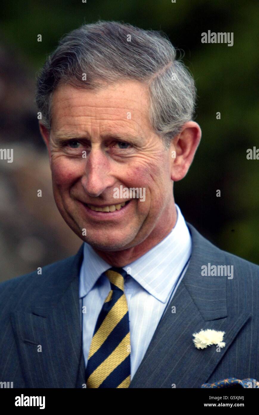 Der Prinz von Wales blickt auf die Insel Vilm, Prinz Charles während eines dreitägigen Besuchs in Deutschland auf der Insel. Stockfoto