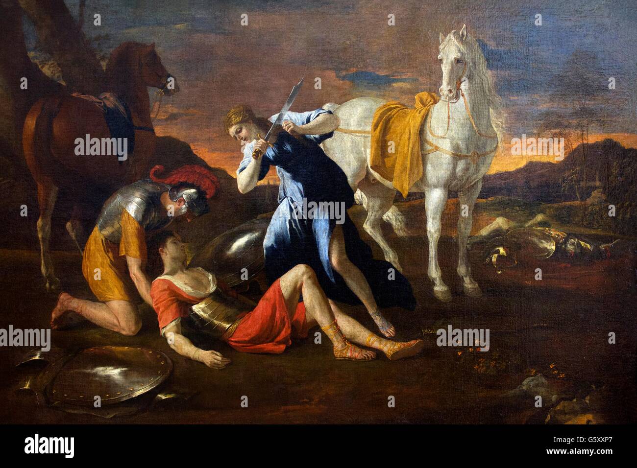 Tankred und Erminia von Nicholas Poussin, Staatliche Eremitage, Sankt Petersburg, Russland Stockfoto