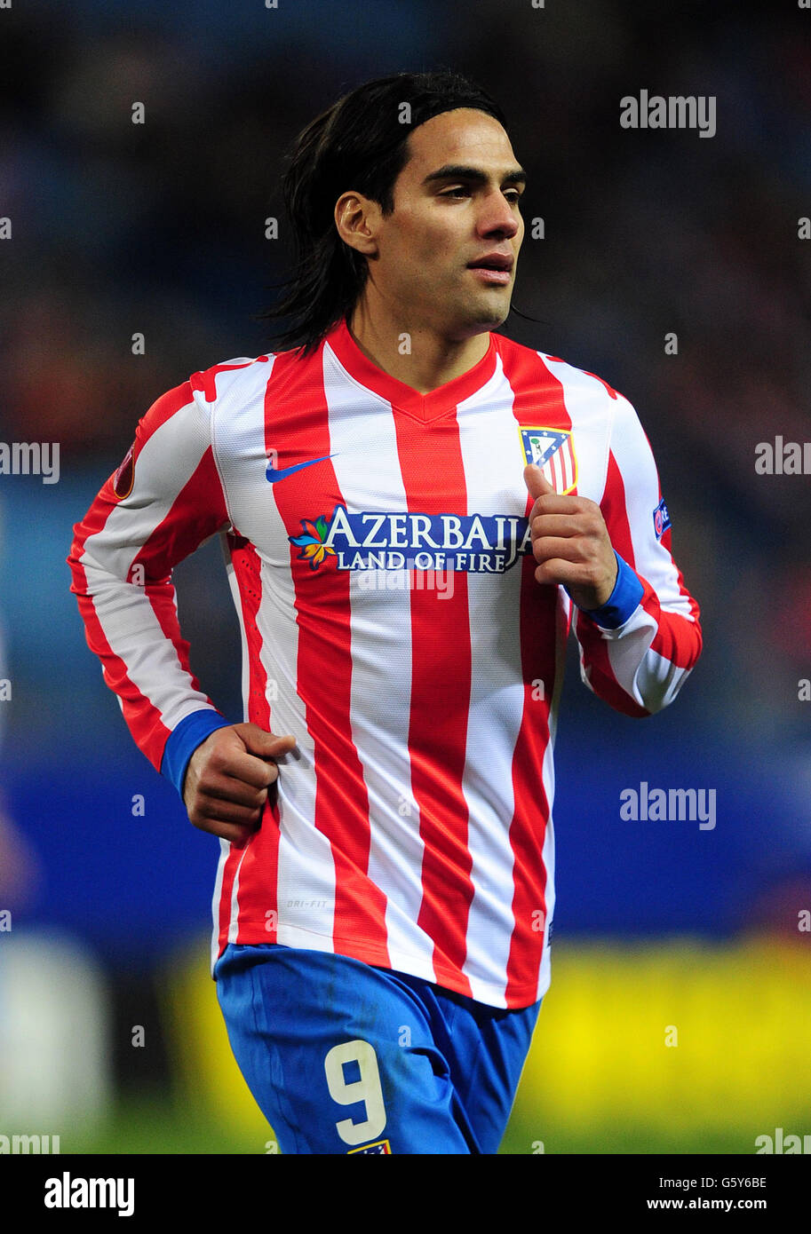 Fußball - UEFA Europa League - Zweiunddreißigrunde - Erstes Bein - Atletico Madrid gegen Rubin Kazan - Estadio Vicente Calderon. Radamel Falcao, Atletico Madrid Stockfoto