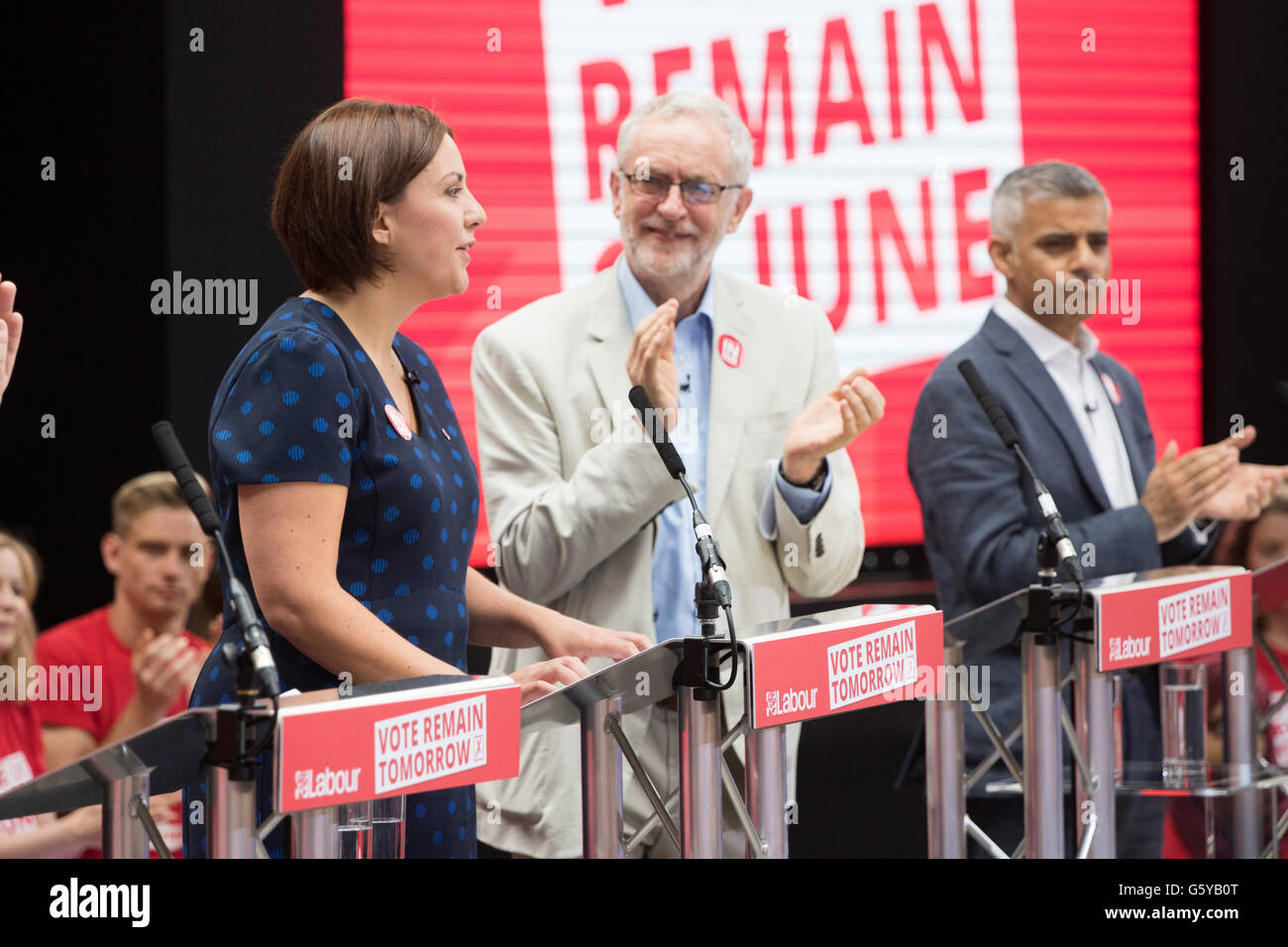 Kings Cross, London, 22. Juni 2016. Eine Abschlusskundgebung durch Mitglieder der Labour-Partei stimmen bleiben Teams findet in Kings Cross, br Stockfoto