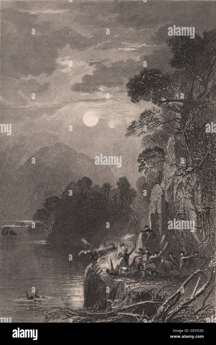 SEENPLATTE: Stybarrow Crag, Westmoreland. Cumbria. ALLOM, alte print 1839 Stockfoto