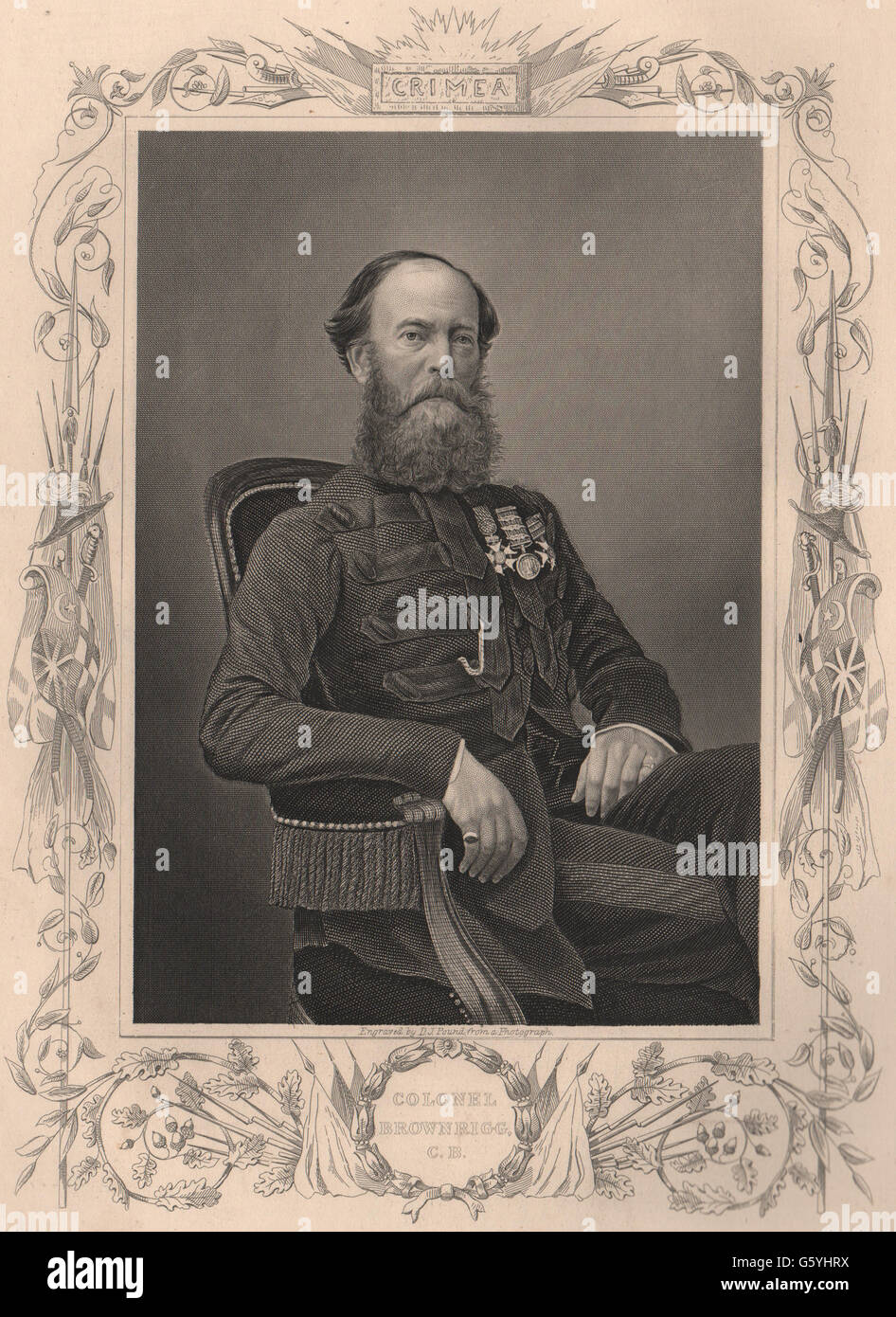 KRIMKRIEG: Oberst Brownrigg, C. B., antique print 1860 Stockfoto