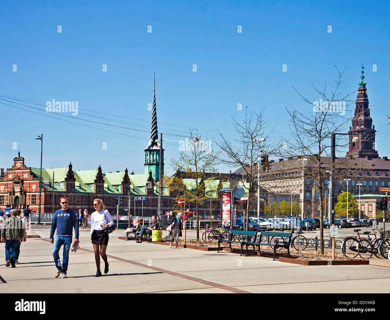 Kopenhagen, Dänemark: alte Börse von 1625, auf Slotsholmen Insel mit dem Turm geprägt wie Drachen miteinander verflochten Tails Stockfoto