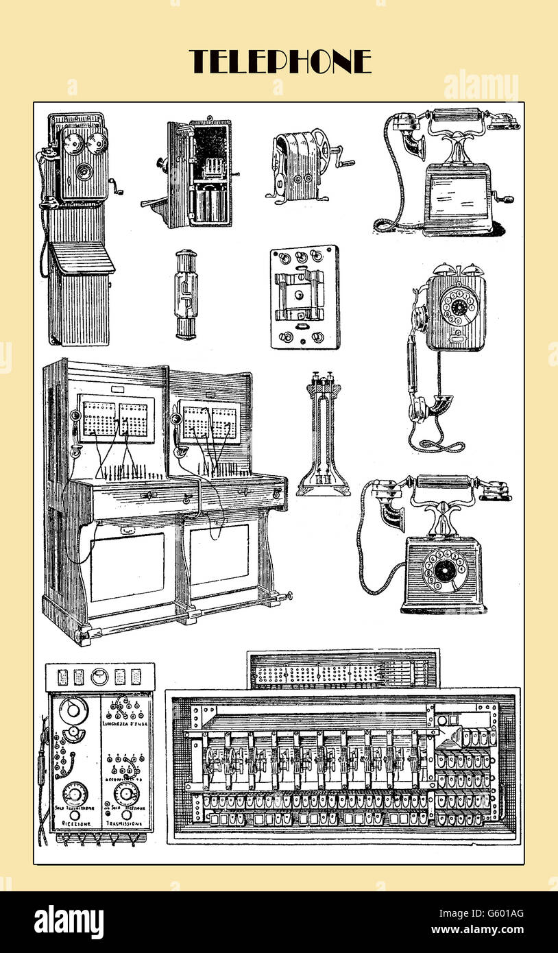 Vintage Telefon, Kommunikationsausrüstungen und Zubehör Stockfoto