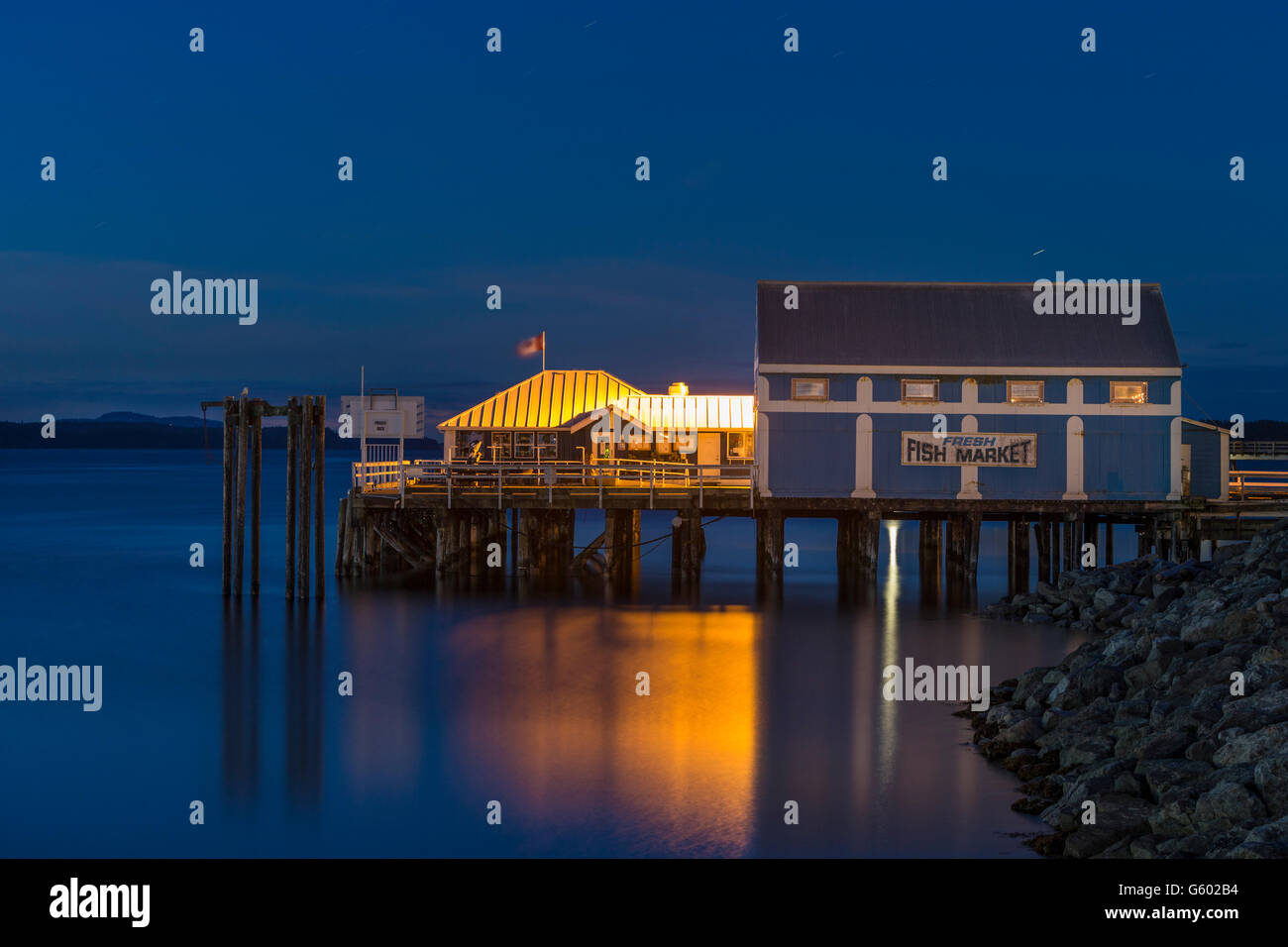 Vom frühen Morgen an der Sidney Waterfront-Sidney, British Columbia, Canada. Stockfoto