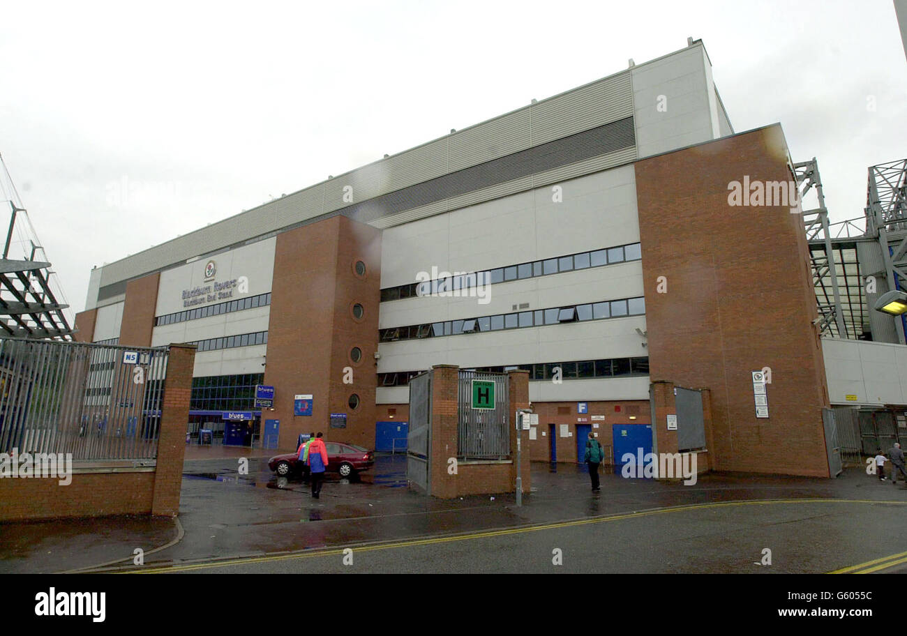 Allgemeiner Blick auf den Ewood Park. Ein allgemeiner Blick auf Ewood Park, die Heimat des Blackburn Rovers Football Club. Stockfoto