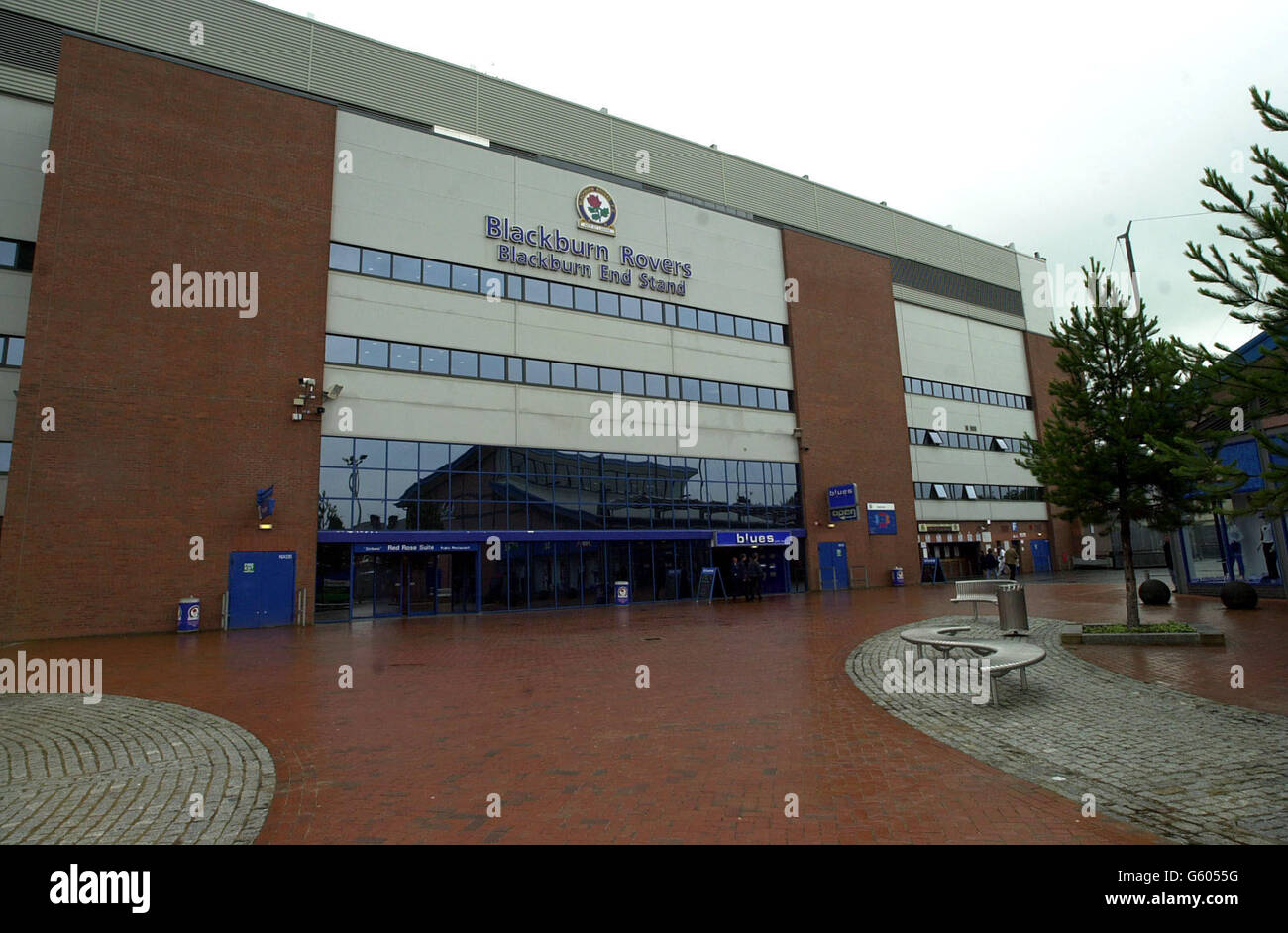 Allgemeiner Blick auf den Ewood Park. Ein allgemeiner Blick auf Ewood Park, die Heimat des Blackburn Rovers Football Club. Stockfoto