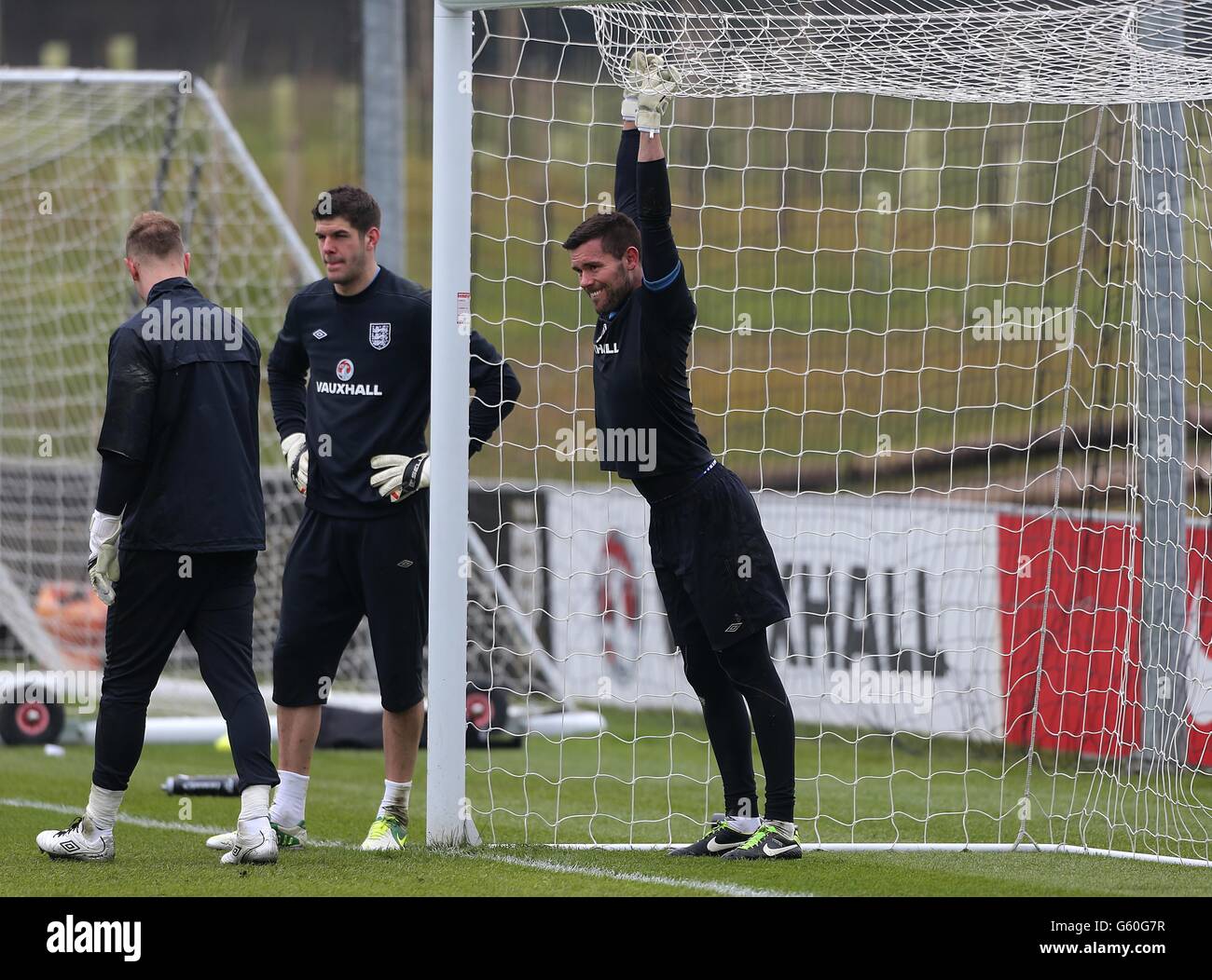 Fußball - WM-Qualifikation 2014 - Gruppe H - San Marino gegen England - England Trainings- und Pressekonferenz - St. George's Park. Englands Torwart Ben Foster während des Trainings Stockfoto