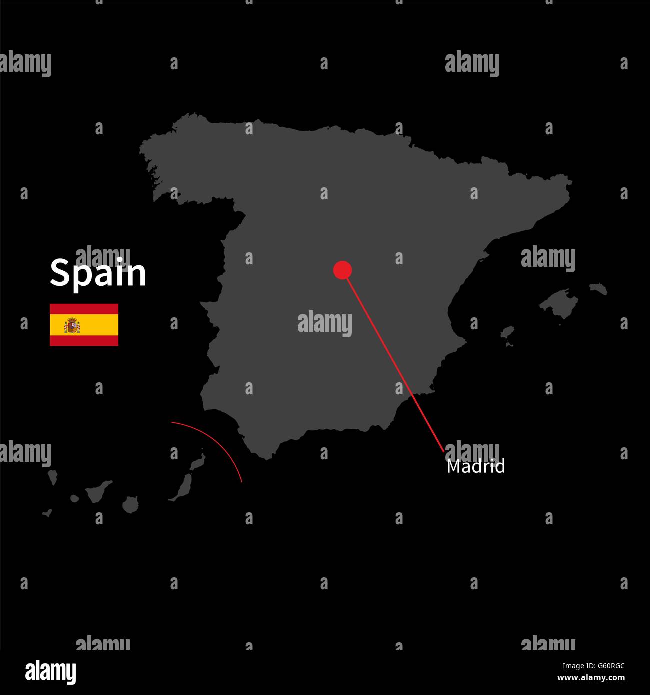 detaillierte-karte-von-spanien-und-hauptstadt-madrid-mit-flagge-auf