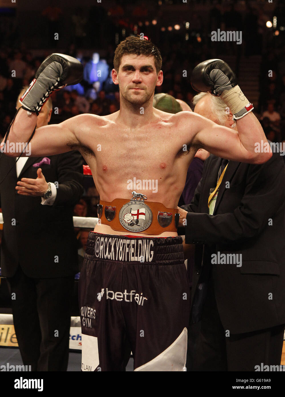 Boxen - englischen Super-Mittelgewichts-Titel - Rocky Fielding V Wayne Reed - Echo Arena Stockfoto