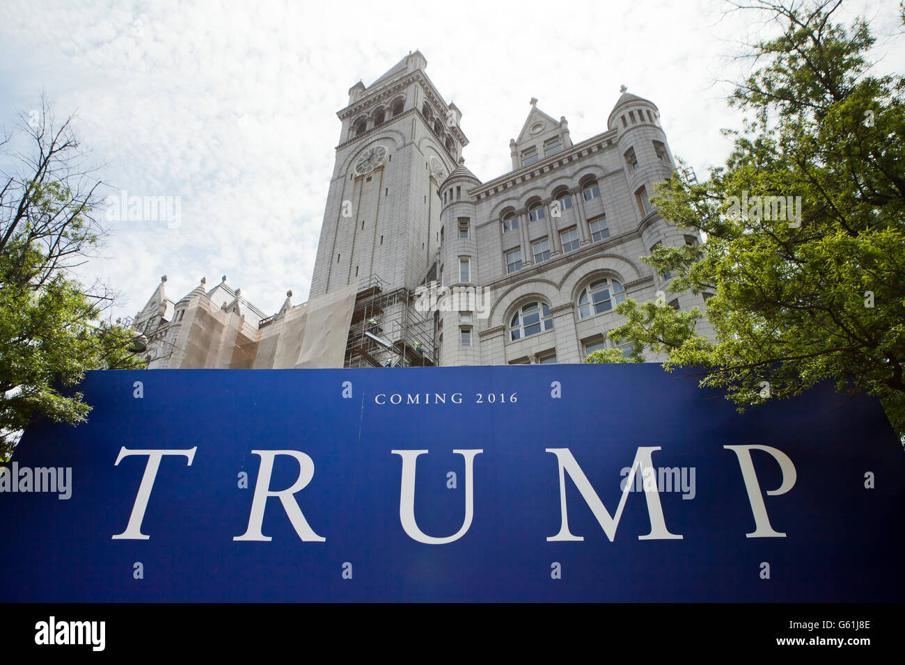 Altes Postgebäude unter Wiederherstellung von Trump Hotel - Washington, DC USA Stockfoto