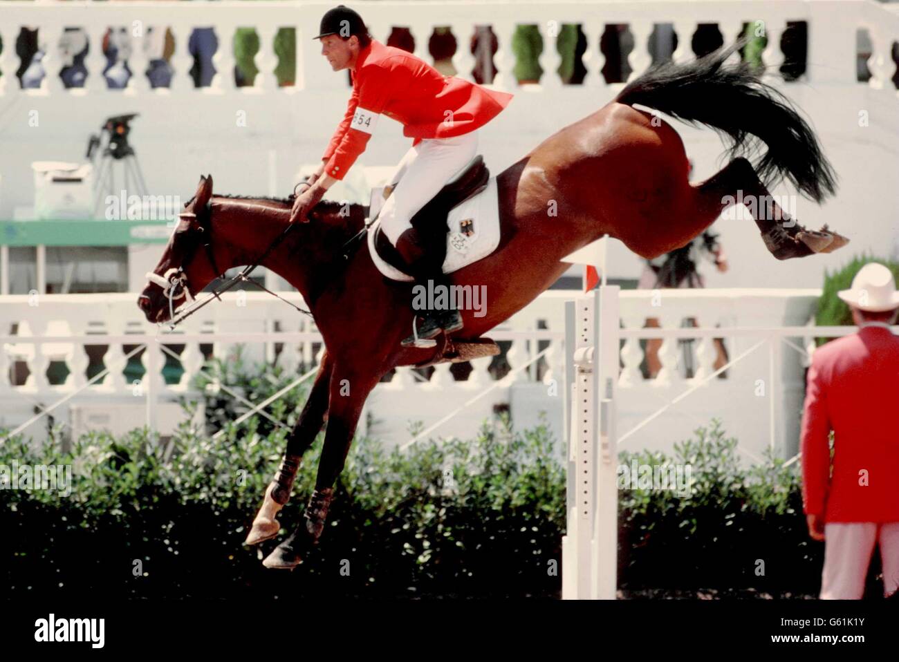 DIE OLYMPISCHEN SPIELE IN BARCELONA. DER SPRINGPFERDE LUDGER BEERBAUM DEUTSCHLAND AUF KLASSISCHEM TOUCH GEWINNT GOLD Stockfoto