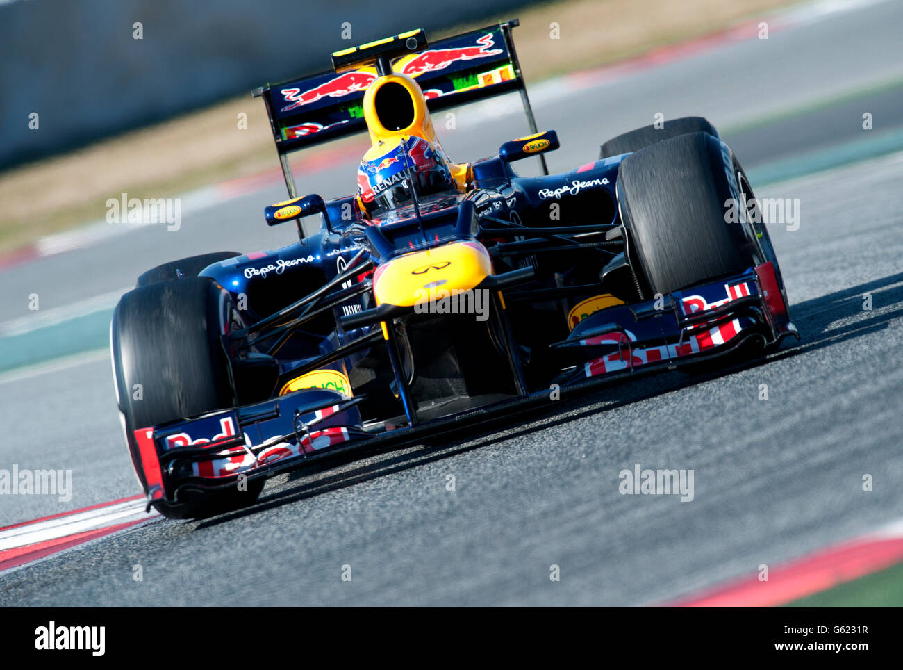 Mark Webber, AUS, Red Bull Racing tb8, während der Formel-1-Test-Sitzungen, 21.-24.2.2012, auf dem Circuit de Catalunya in Stockfoto