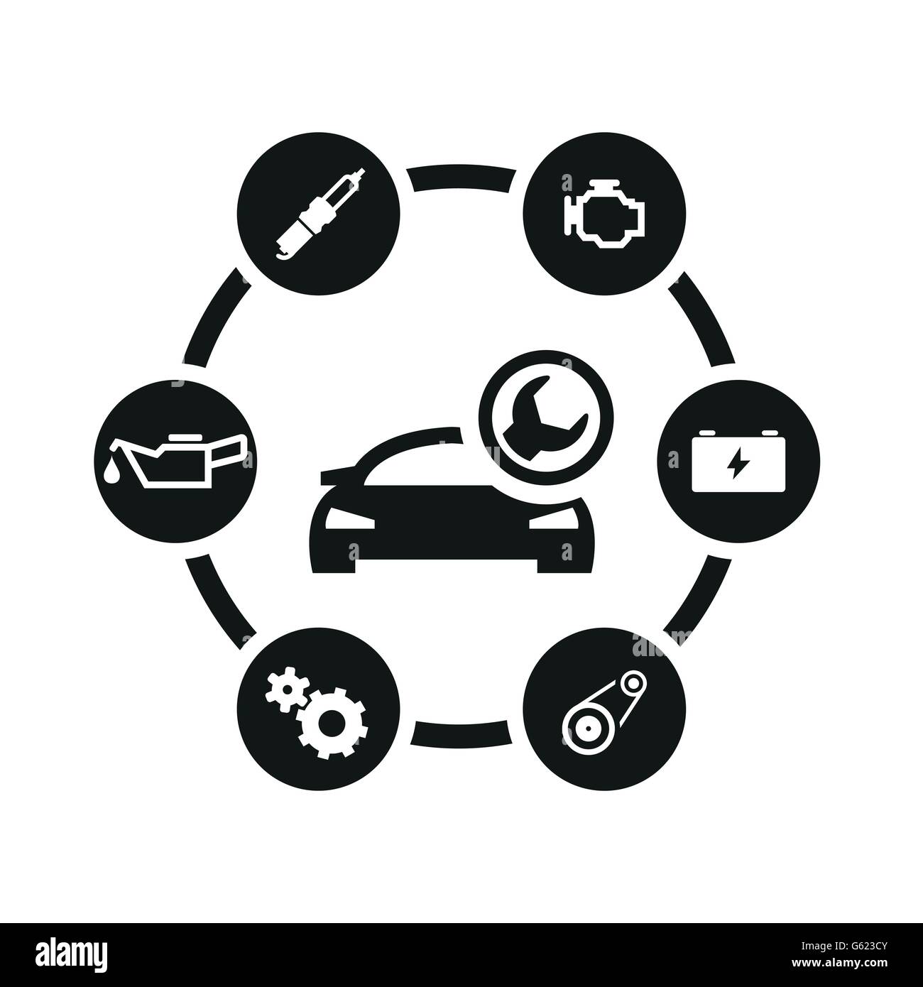 Vektor-schwarzes Auto-Service-Icon-set Stock Vektor