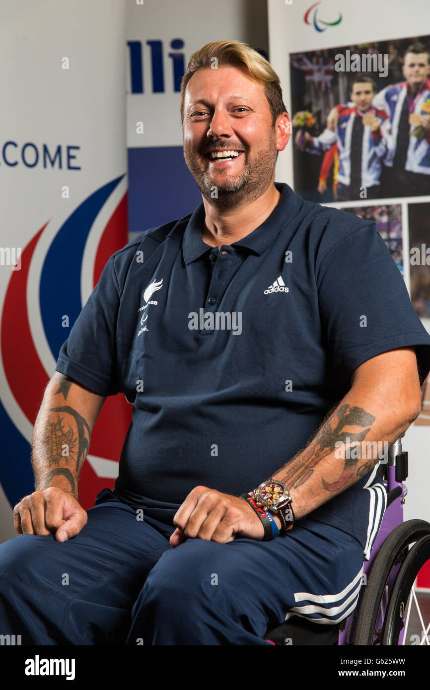 Michael Hall während der ParalympicsGB Bogenschießen Team Ankündigung bei der Allianz, Manchester. PRESSEVERBAND Foto. Bild Datum: Dienstag, 21. Juni 2016. Bildnachweis sollte lauten: Barrington Coombs/PA Wire Stockfoto