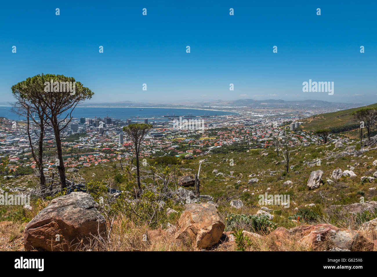 Blick auf Kapstadt vom Tafelberg top Stockfoto