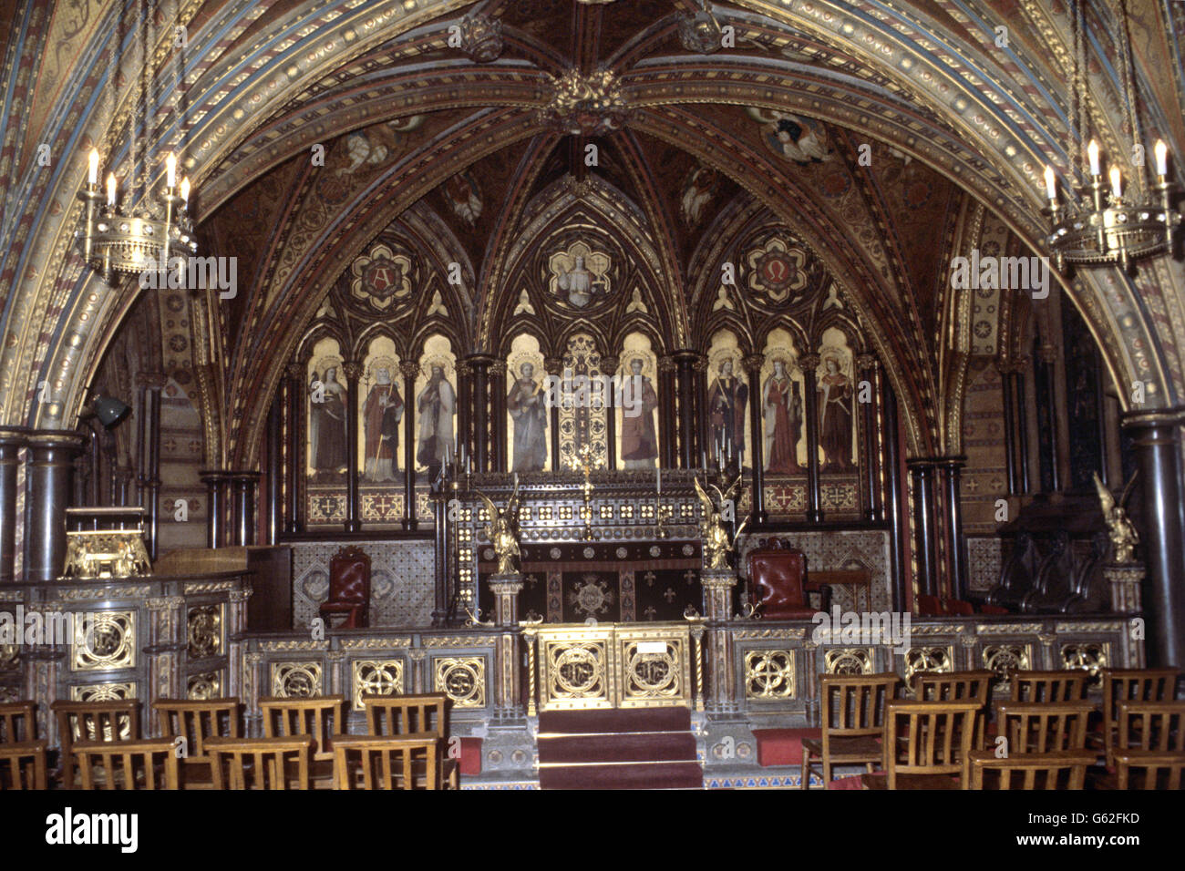 Die Kapelle der heiligen Maria Undercroft, die Krypta-Kapelle, des Unterhauses. Stockfoto
