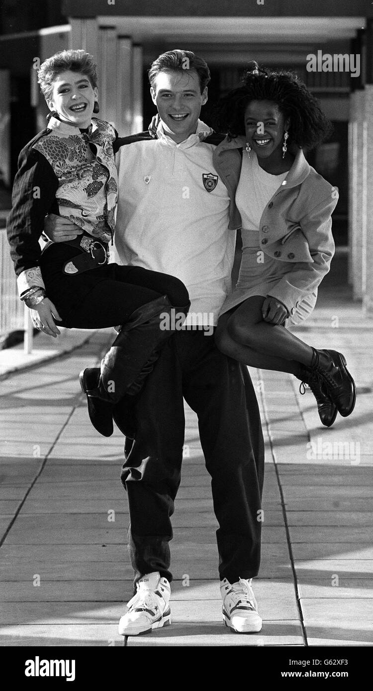 John Leslie und Blue Peter Co-stars Stockfoto