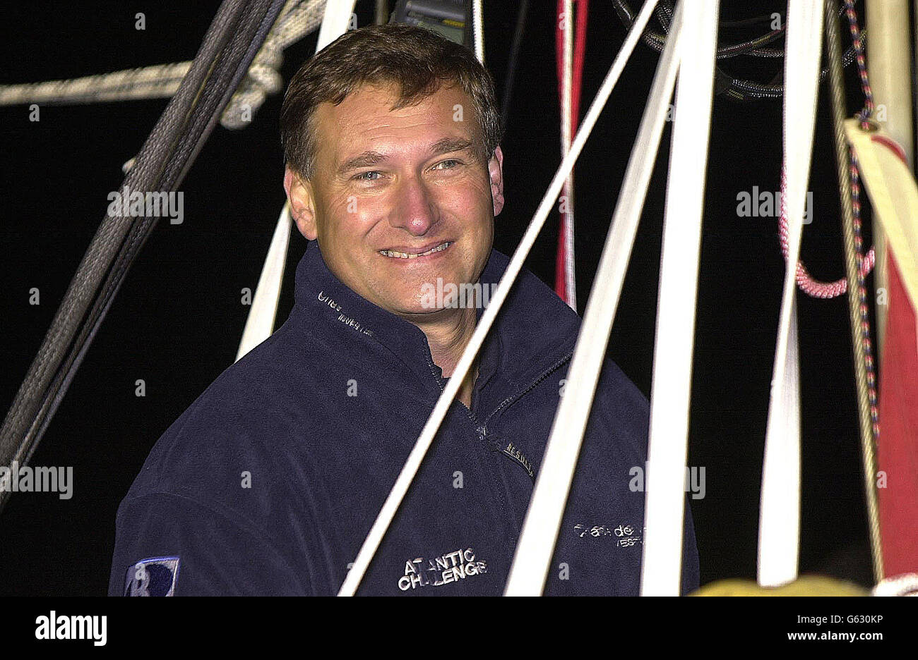 Explorer David Hempelman-Adams, 46, vor dem Aufbruch von Allegheny County Airport, Pennsylvania, auf seinem Rekord-Versuch, den Atlantik in einem Ballon mit einem offenen Weidenkorb überqueren. * der Abenteurer aus Wiltshire hofft, den Solo-Weltrekord von 5,340 km (3,337.5 Meilen) für den Helium- und Heißluftballon-Typ auf der gefährlichen Überfahrt zu schlagen. Stockfoto