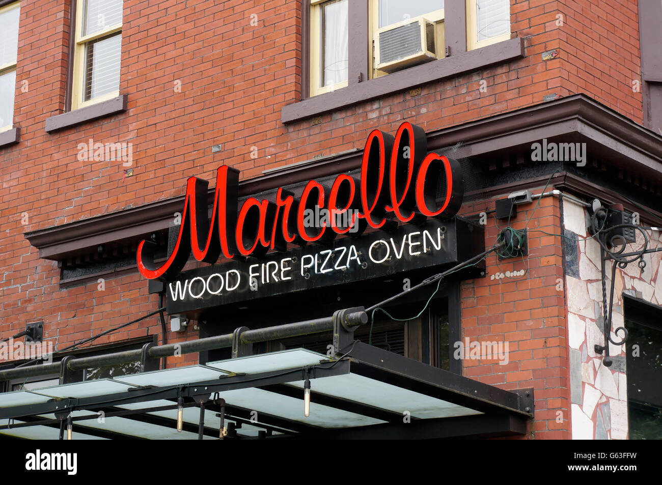 Marcello italienische Restaurant in Commercial Drive, Little Italy, Vancouver, Britisch-Kolumbien, Kanada Stockfoto