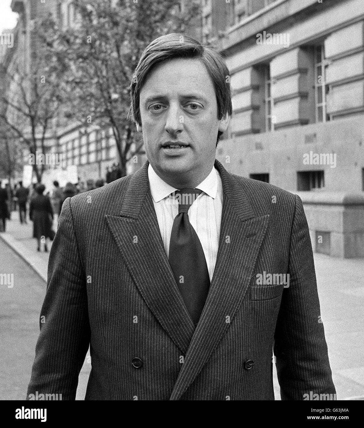Michael Mansfield, Vertreter der Familien von vier Opfern des Brandes des Deptford, London, bei dem 13 schwarze Jugendliche in London starben, wo die Untersuchung in ihren Tod in der County Hall geschah. Stockfoto