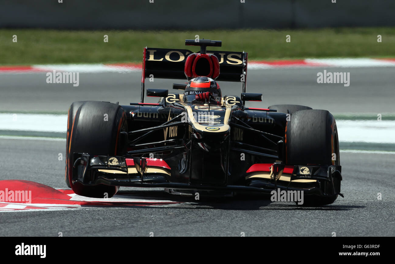 Lotus' Kimi Räikkönen während des Qualifyings auf dem Circuit de Catalunya, Barcelona. Stockfoto