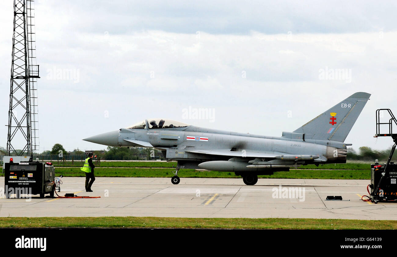 Typhoon Eurofighter. Ein Taifun Eurofighter bei RAF Coningsby. Stockfoto