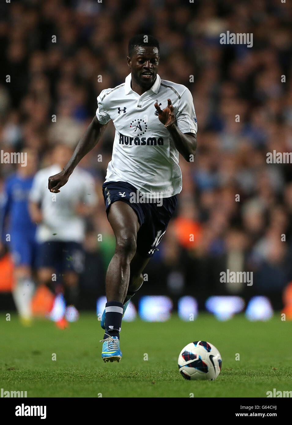 Fußball - Barclays Premier League - Chelsea gegen Tottenham Hotspur - Stamford Bridge. Emmanuel Adebayor, Tottenham Hotspur Stockfoto